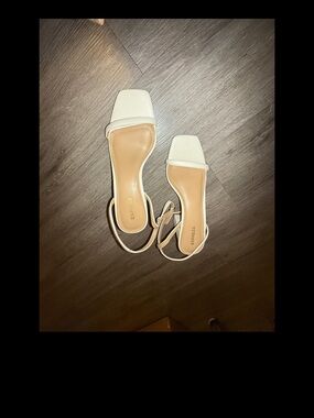 Express White Square-Toe Ankle-Strap Sandals